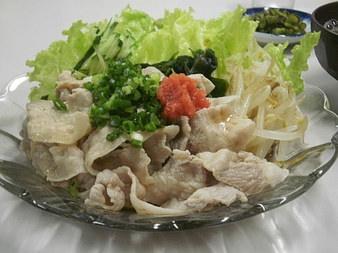 豚肉冷しゃぶ定食のズーム