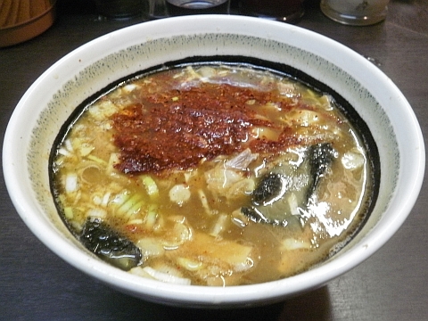 べんてん 辛つけ中盛のつけ汁