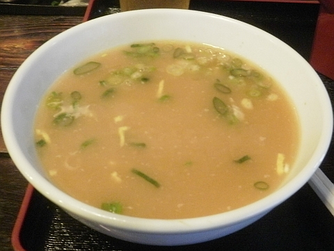 うだつ食堂のネギもやしつけ麺のスープ割り