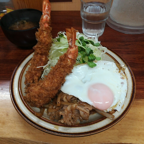 馬場南海 エビフライしょうが焼き