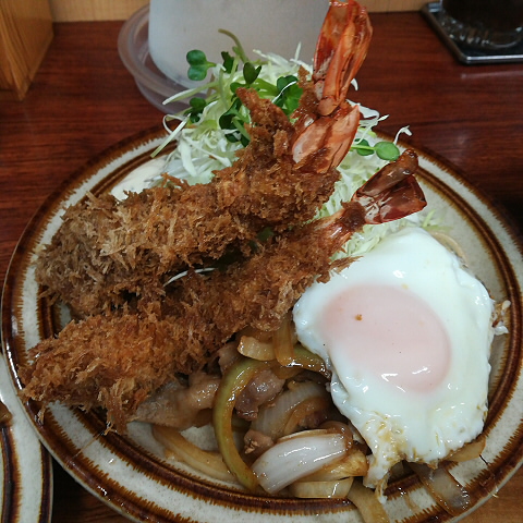 馬場南海 エビフライしょうが焼き